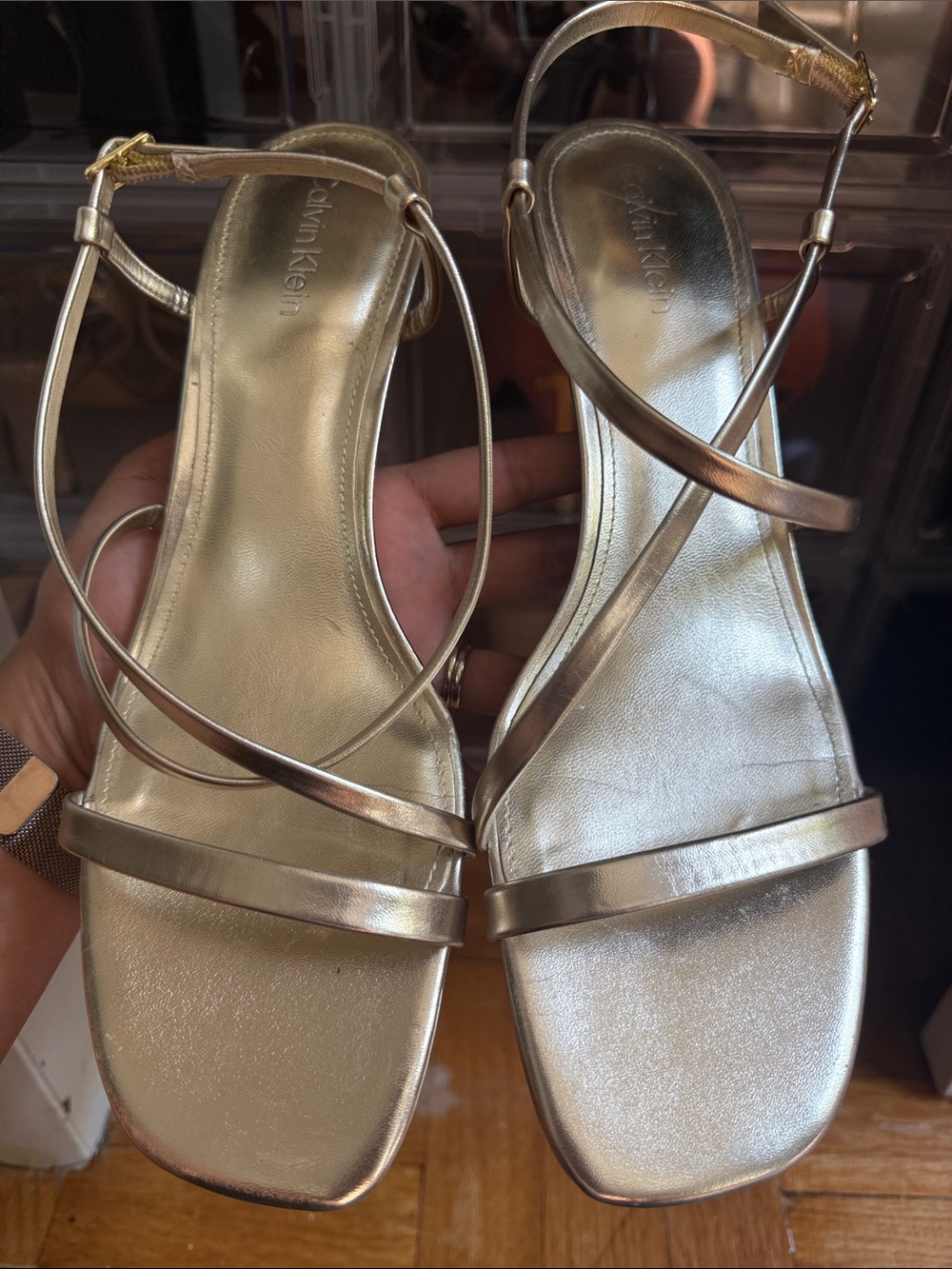 Calvin Klein Women's Shimmering Gold Strappy Sandals